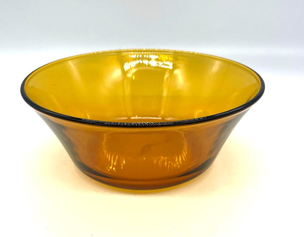 Vintage Kig Indonesia Amber Glass Cereal Bowl 6 3/8"